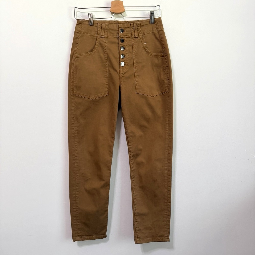 Veronica Beard Arya Straight High Rise Jeans 27 Ochre Copper Button Fly‎ 28x26